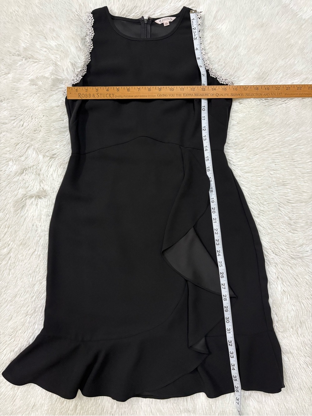 Nanette Lepore Black Sleeveless Ruffle Dress with Lace Trim - Picture 7 of 7